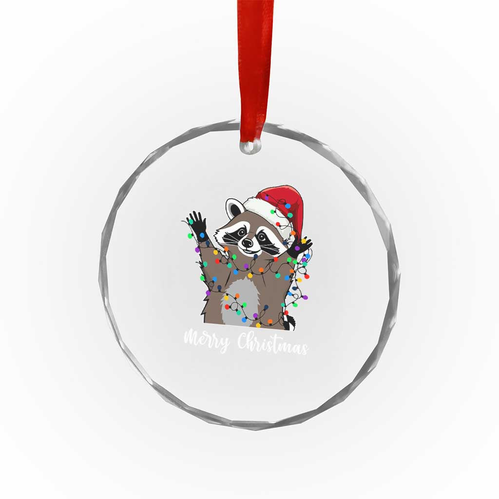 Merry Xmas Raccoon Crystal Glass Ornament Happy Holidays Gift Animal Red Santa Hat TS10 Print Your Wear
