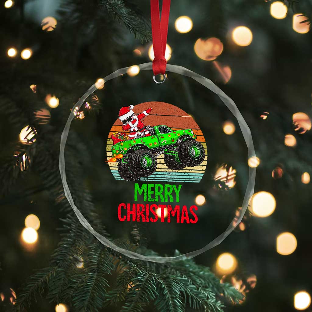 Merry Xmas Santa Monster Truck Dabbing Crystal Glass Ornament TS09 Print Your Wear