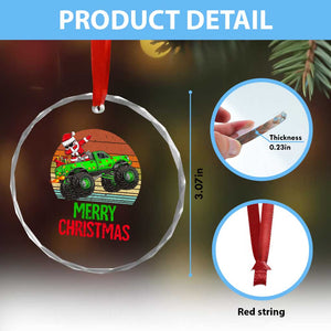 Merry Xmas Santa Monster Truck Dabbing Crystal Glass Ornament TS09 Print Your Wear