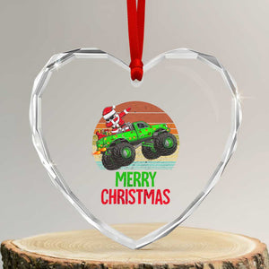 Merry Xmas Santa Monster Truck Dabbing Heart Crystal Glass Ornament TS09 Transparent Glass 3'' Heart Print Your Wear