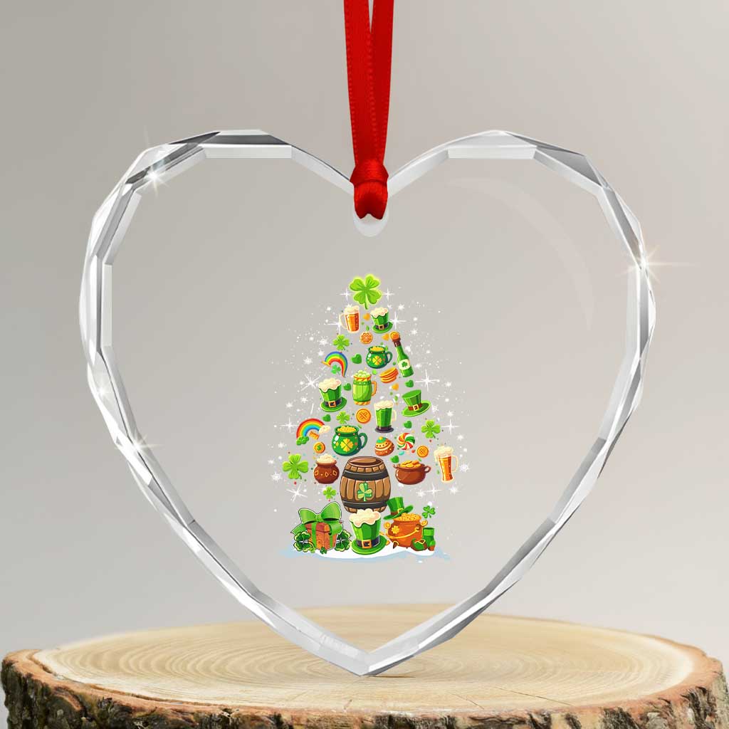 Merry Xmas Tree Irish Heart Crystal Glass Ornament TS09 Transparent Glass 3'' Heart Print Your Wear