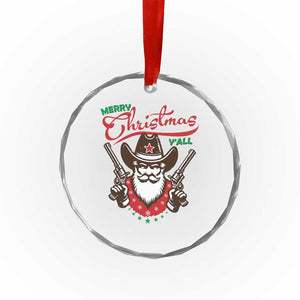 Merry Xmas Y'All Texas Cowboy Santa Crystal Glass Ornament TS09 Print Your Wear