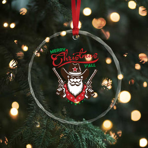 Merry Xmas Y'All Texas Cowboy Santa Crystal Glass Ornament TS09 Print Your Wear