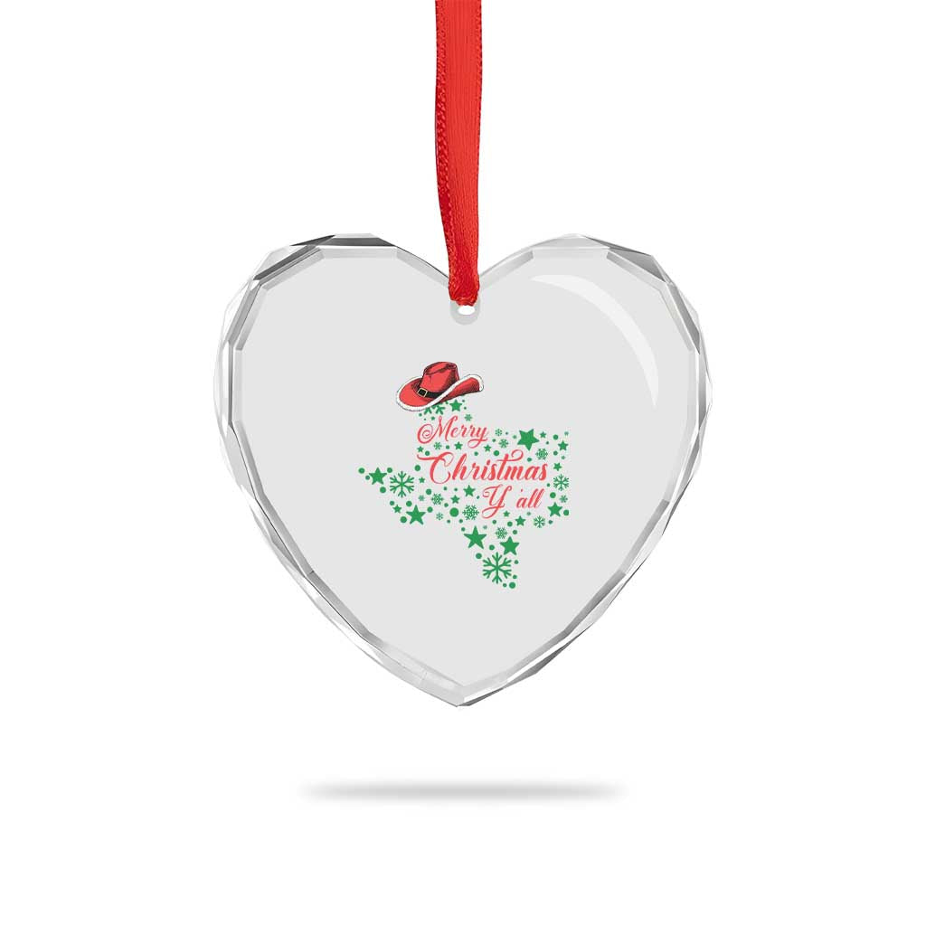 Merry Xmas Y'All Texas Heart Crystal Glass Ornament TS09 Print Your Wear