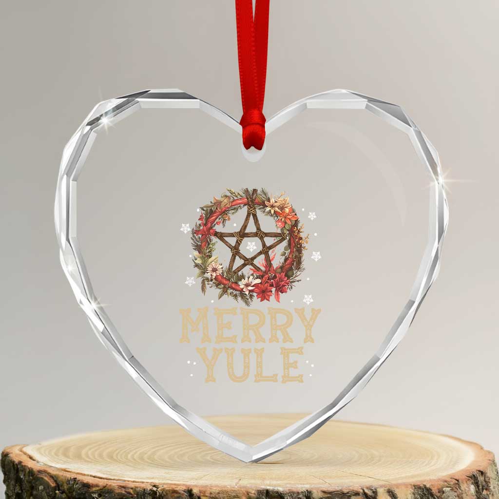 Merry Yule Heart Crystal Glass Ornament Winter Solstice Flower Wreath Pentagram Icelandic Christmas TS09 Transparent Glass 3'' Heart Print Your Wear
