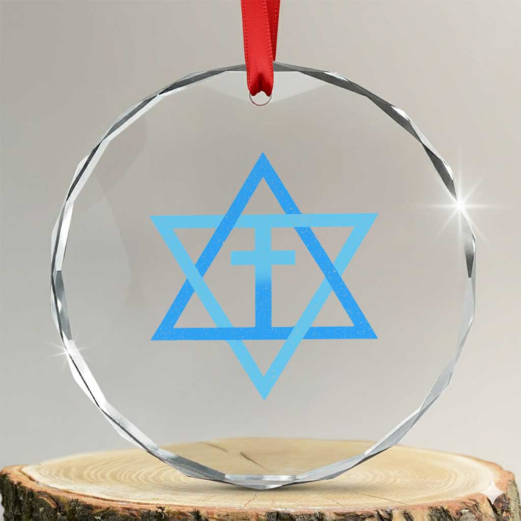 Messianic Cross Star of David Yeshua Jesus Crystal Glass Ornament TS11 Transparent Glass 3'' Circle Print Your Wear