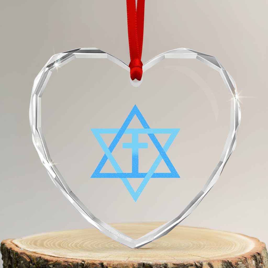 Messianic Cross Star of David Yeshua Jesus Heart Crystal Glass Ornament TS11 Transparent Glass 3'' Heart Print Your Wear