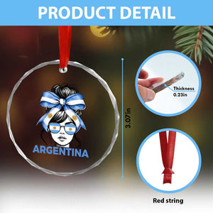 Messy Bun Argentina Pride Argentinian Girl Crystal Glass Ornament TS11 Print Your Wear