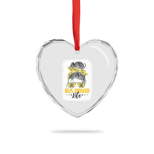 Messy Bun School Bus Driver Life Heart Crystal Glass Ornament TS14 Print Your Wear