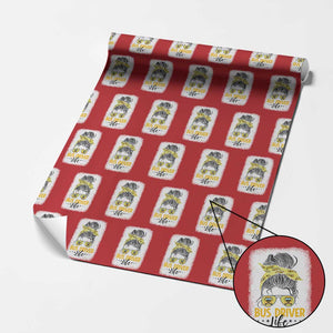 Messy Bun School Bus Driver Life Wrapping Paper Roll TS14 Red Print Your Wear