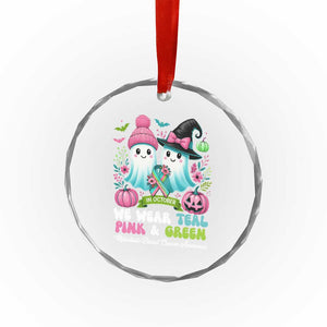 Metastatic Breast Cancer Awareness Ghost Crystal Glass Ornament Halloween Green Teal Pink Ribbon TS10 Print Your Wear