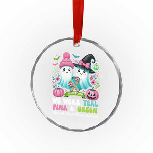 Metastatic Breast Cancer Awareness Ghost Crystal Glass Ornament Halloween Green Teal Pink Ribbon TS10 Print Your Wear