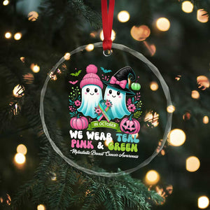 Metastatic Breast Cancer Awareness Ghost Crystal Glass Ornament Halloween Green Teal Pink Ribbon TS10 Print Your Wear