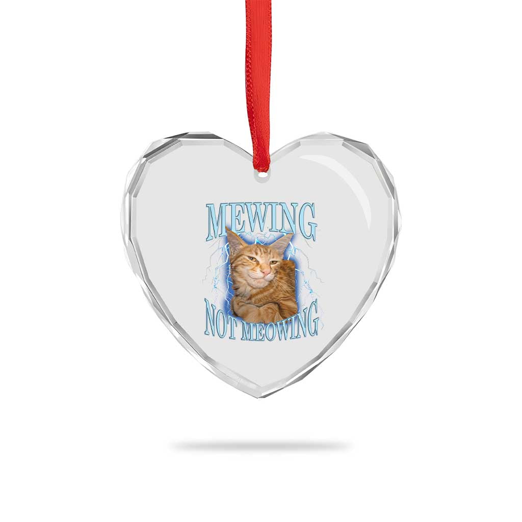 Mewing Not Meowing Heart Crystal Glass Ornament Funny Cat Meme TS14 Print Your Wear