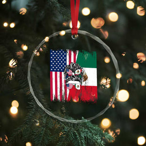 Mexican American Pride Crystal Glass Ornament Bicultural Heritage Girl Vintage Flag TS12 Print Your Wear