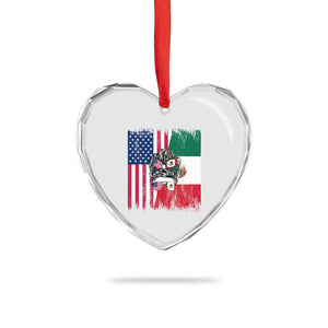 Mexican American Pride Heart Crystal Glass Ornament Bicultural Heritage Girl Vintage Flag TS12 Print Your Wear