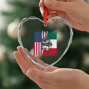 Mexican American Pride Heart Crystal Glass Ornament Bicultural Heritage Girl Vintage Flag TS12 Print Your Wear