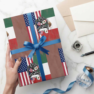 Mexican American Pride Wrapping Paper Roll Bicultural Heritage Girl Vintage Flag TS12 Mocha Print Your Wear