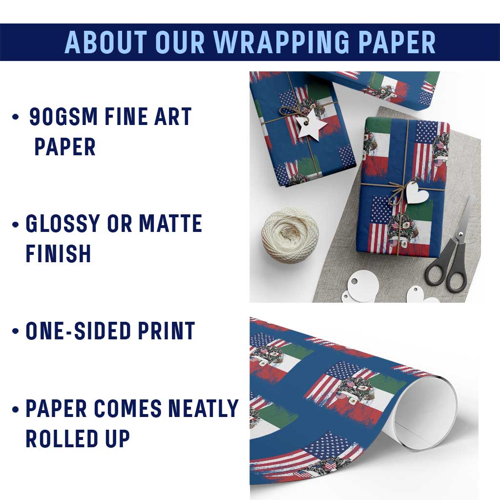 Mexican American Pride Wrapping Paper Roll Bicultural Heritage Girl Vintage Flag TS12 Print Your Wear