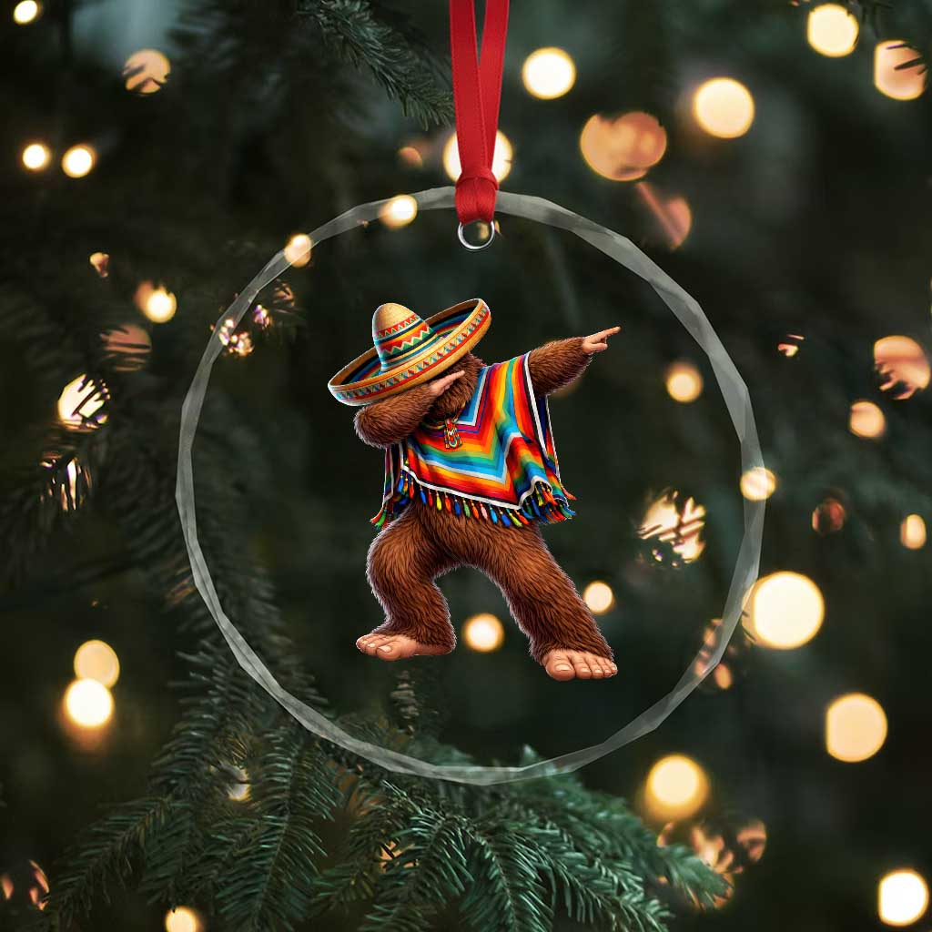 Mexican Bigfoot Dabbing Cinco de Mayo Funny Fiesta Crystal Glass Ornament TS11 Print Your Wear