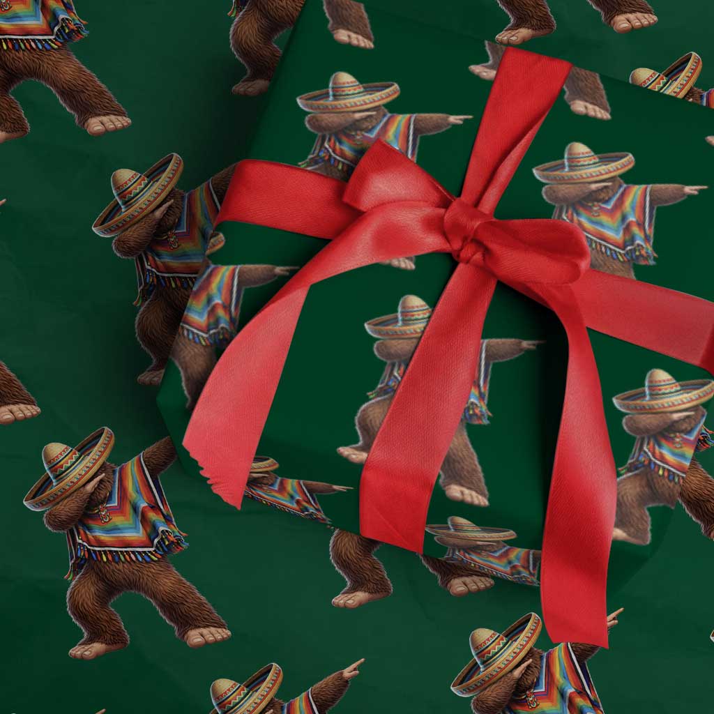 Mexican Bigfoot Dabbing Cinco de Mayo Funny Fiesta Wrapping Paper Roll TS11 Green Print Your Wear