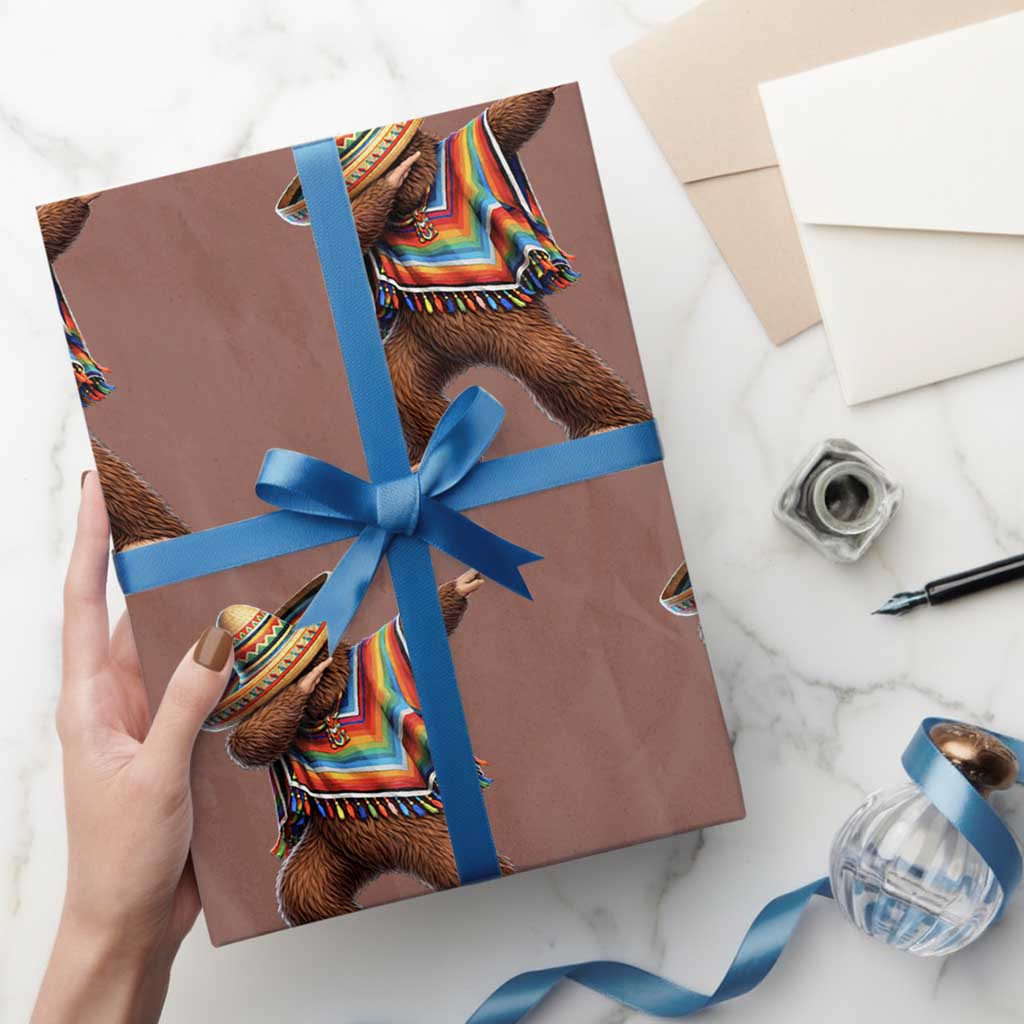 Mexican Bigfoot Dabbing Cinco de Mayo Funny Fiesta Wrapping Paper Roll TS11 Mocha Print Your Wear