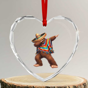 Mexican Bigfoot Dabbing Cinco de Mayo Funny Fiesta Heart Crystal Glass Ornament TS11 Transparent Glass 3'' Heart Print Your Wear