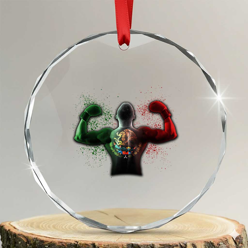 Mexican Boxing Crystal Glass Ornament Retro Vintage Watercolors Mexico Flag Boxer TS10 Transparent Glass 3'' Circle Print Your Wear