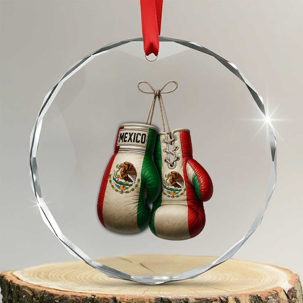 Mexican Boxing Gloves Crystal Glass Ornament Retro Vintage Mexico Flag Boxer TS10 Transparent Glass 3'' Circle Print Your Wear