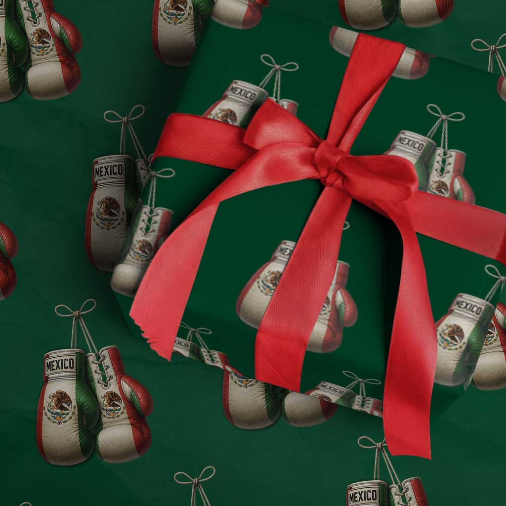 Mexican Boxing Gloves Wrapping Paper Roll Retro Vintage Mexico Flag Boxer TS10 Green Print Your Wear