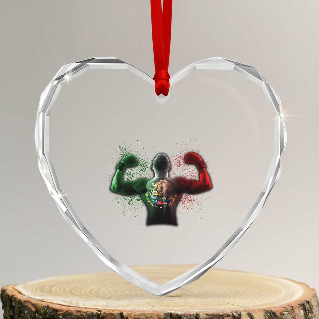 Mexican Boxing Heart Crystal Glass Ornament Retro Vintage Watercolors Mexico Flag Boxer TS10 Transparent Glass 3'' Heart Print Your Wear