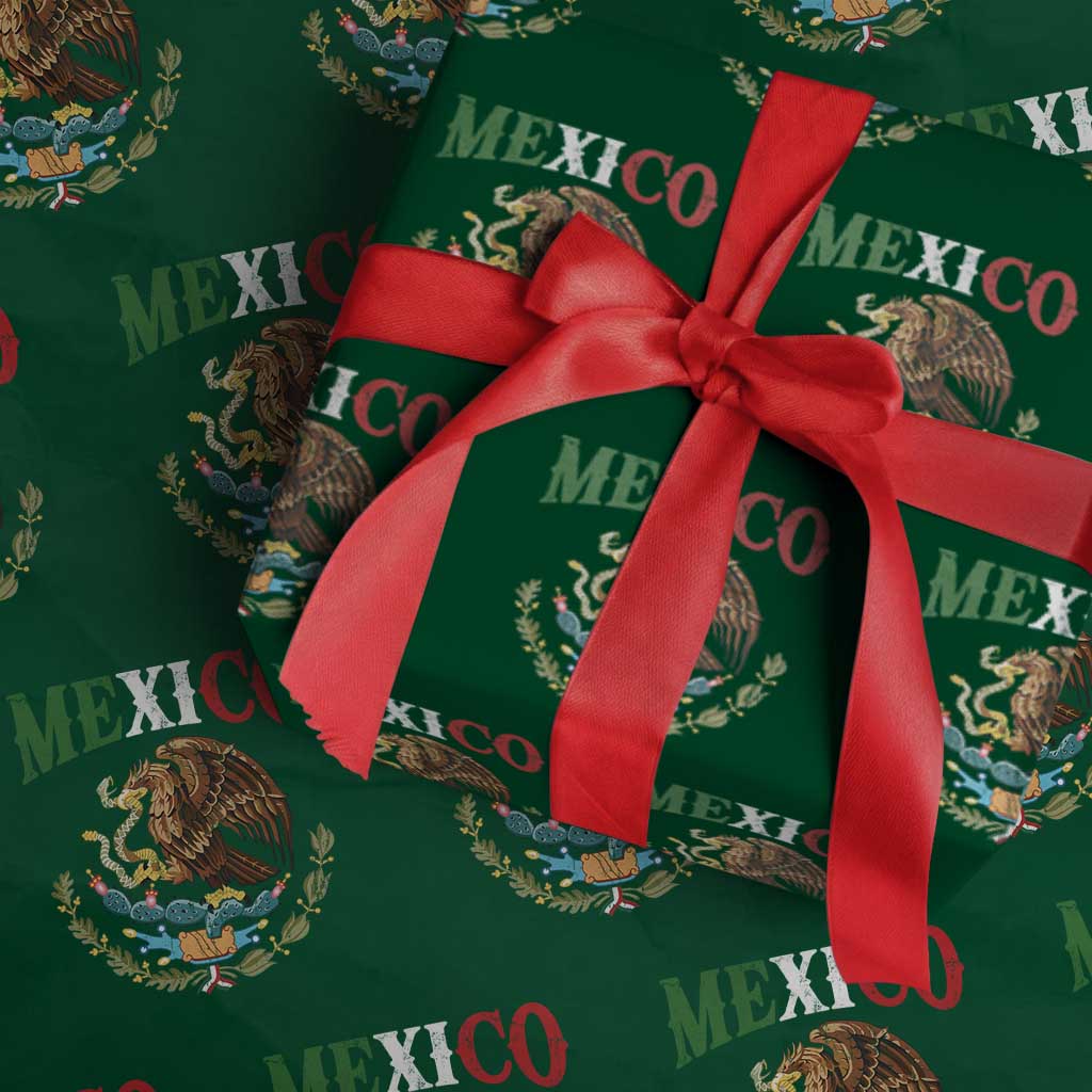Mexican Coat Of Arms Mexico Vintage Flag Wrapping Paper Roll TS11 Green Print Your Wear
