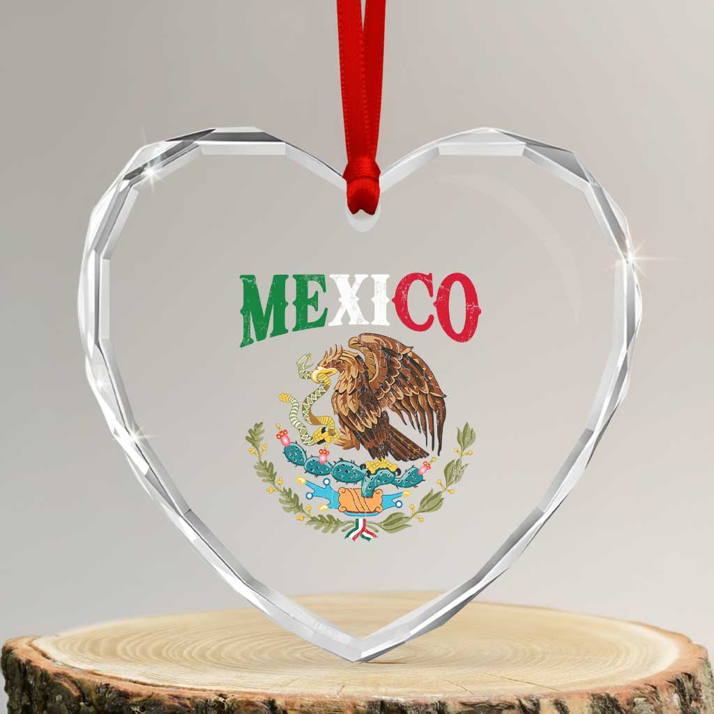 Mexican Coat Of Arms Mexico Vintage Flag Heart Crystal Glass Ornament TS11 Transparent Glass 3'' Heart Print Your Wear