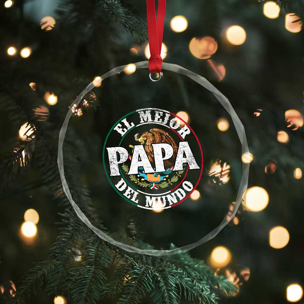 Mexican Dad Crystal Glass Ornament El Mejor Papá del Mundo Mexico Flag Eagle TS02 Print Your Wear