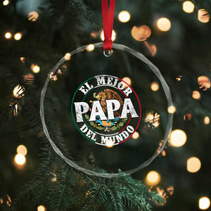 Mexican Dad Crystal Glass Ornament El Mejor Papá del Mundo Mexico Flag Eagle TS02 Print Your Wear
