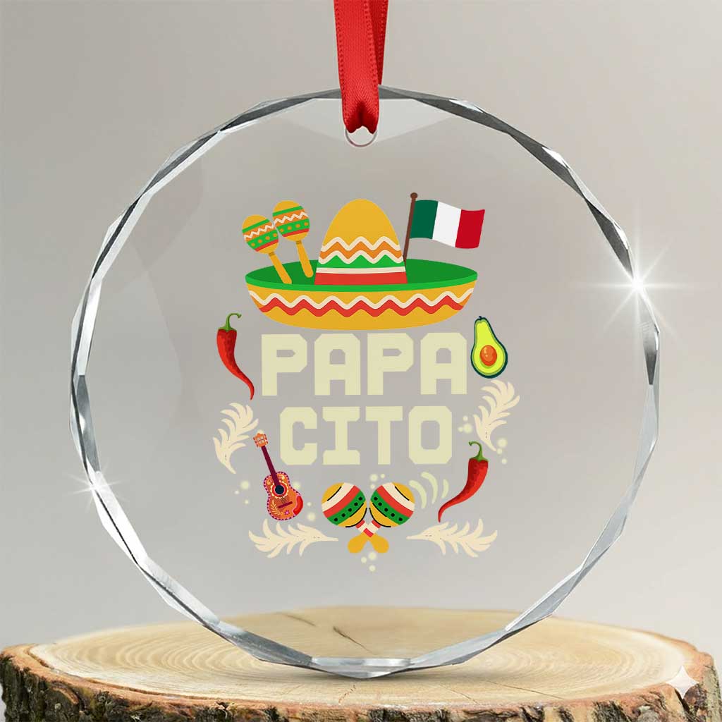 Mexican Dad Crystal Glass Ornament Papa Cito Latino Fathers Day Gift Mexican Pride TS10 Transparent Glass 3'' Circle Print Your Wear