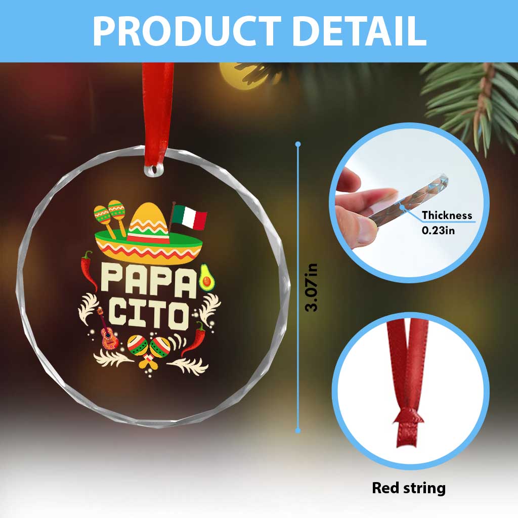 Mexican Dad Crystal Glass Ornament Papa Cito Latino Fathers Day Gift Mexican Pride TS10 Print Your Wear