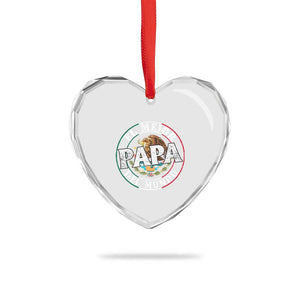 Mexican Dad Heart Crystal Glass Ornament El Mejor Papá del Mundo Mexico Flag Eagle TS02 Print Your Wear