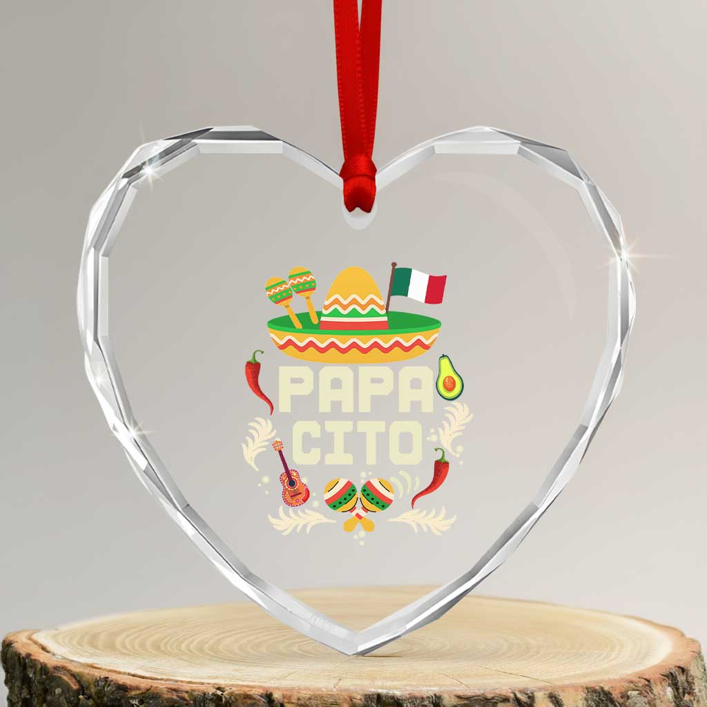 Mexican Dad Heart Crystal Glass Ornament Papa Cito Latino Fathers Day Gift Mexican Pride TS10 Transparent Glass 3'' Heart Print Your Wear