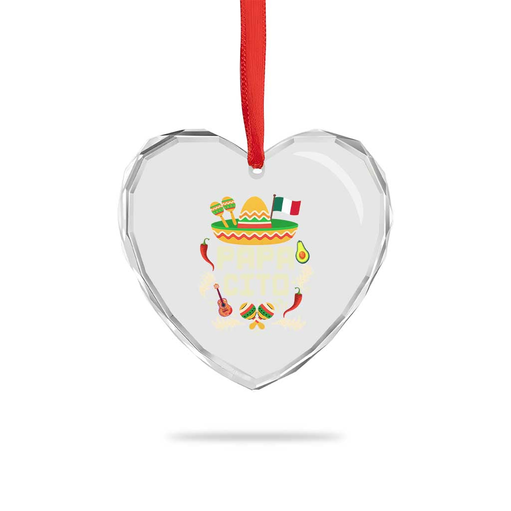 Mexican Dad Heart Crystal Glass Ornament Papa Cito Latino Fathers Day Gift Mexican Pride TS10 Print Your Wear