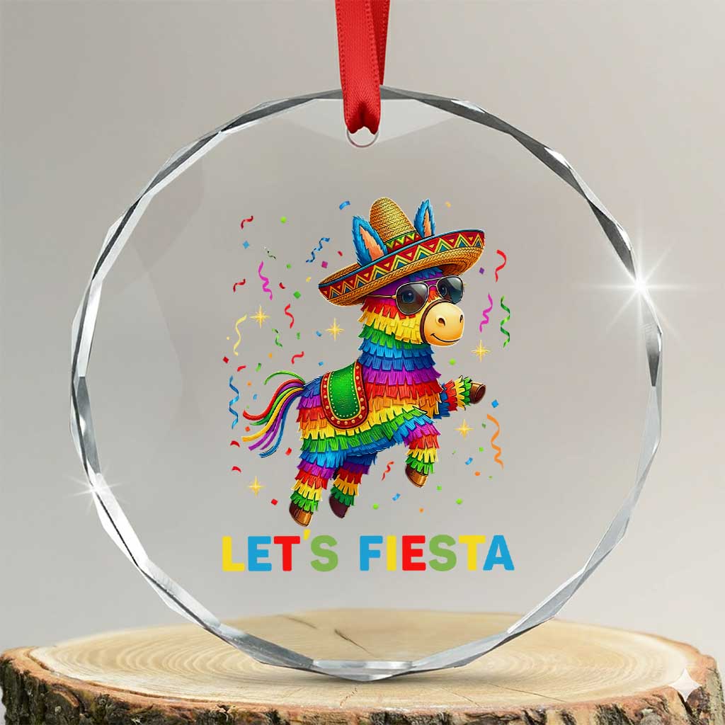 Mexican Fiesta Pinata Crystal Glass Ornament Funny Cinco De Mayo TS12 Transparent Glass 3'' Circle Print Your Wear