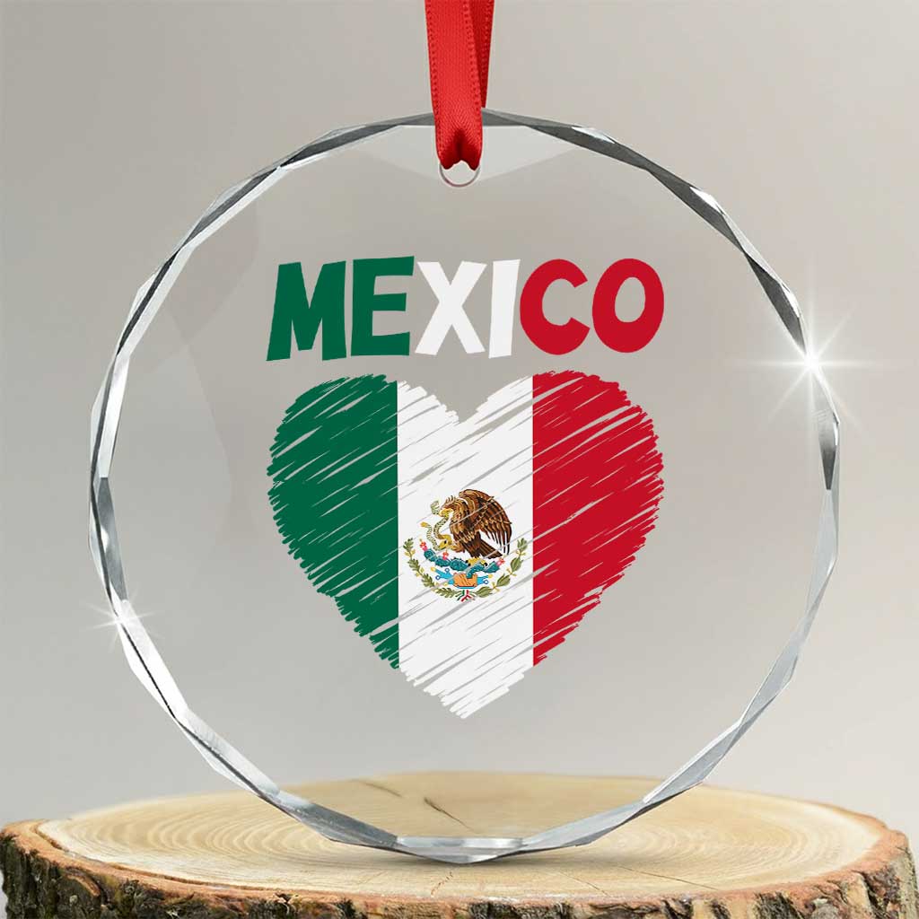 Mexican Flag Heart Mexico City Independence Day Gift Crystal Glass Ornament TS14 Transparent Glass 3'' Circle Print Your Wear