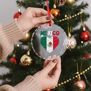 Mexican Flag Heart Mexico City Independence Day Gift Crystal Glass Ornament