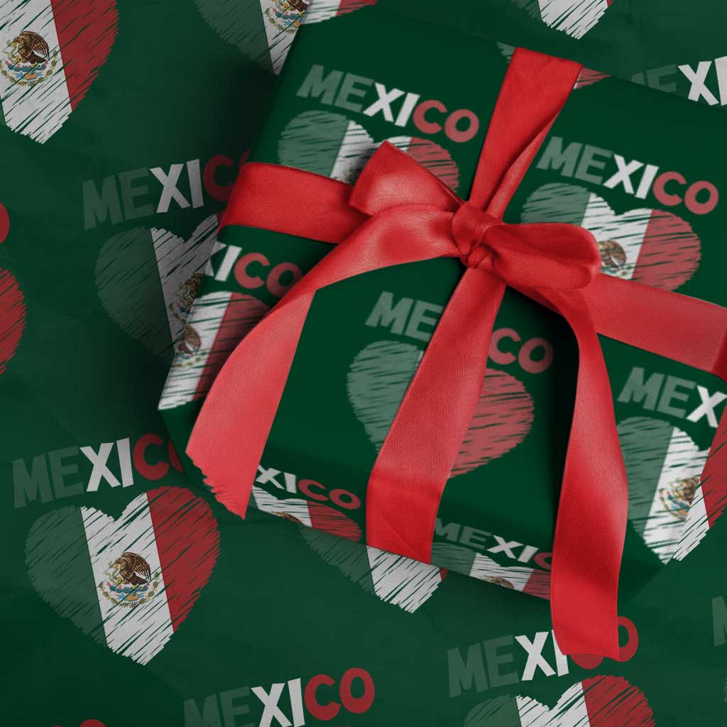 Mexican Flag Heart Mexico City Independence Day Gift Wrapping Paper Roll TS14 Green Print Your Wear