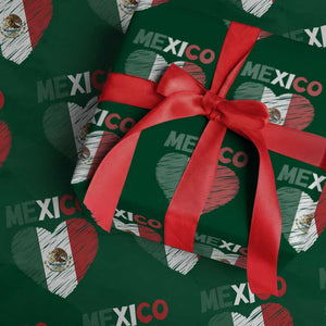 Mexican Flag Heart Mexico City Independence Day Gift Wrapping Paper Roll TS14 Green Print Your Wear