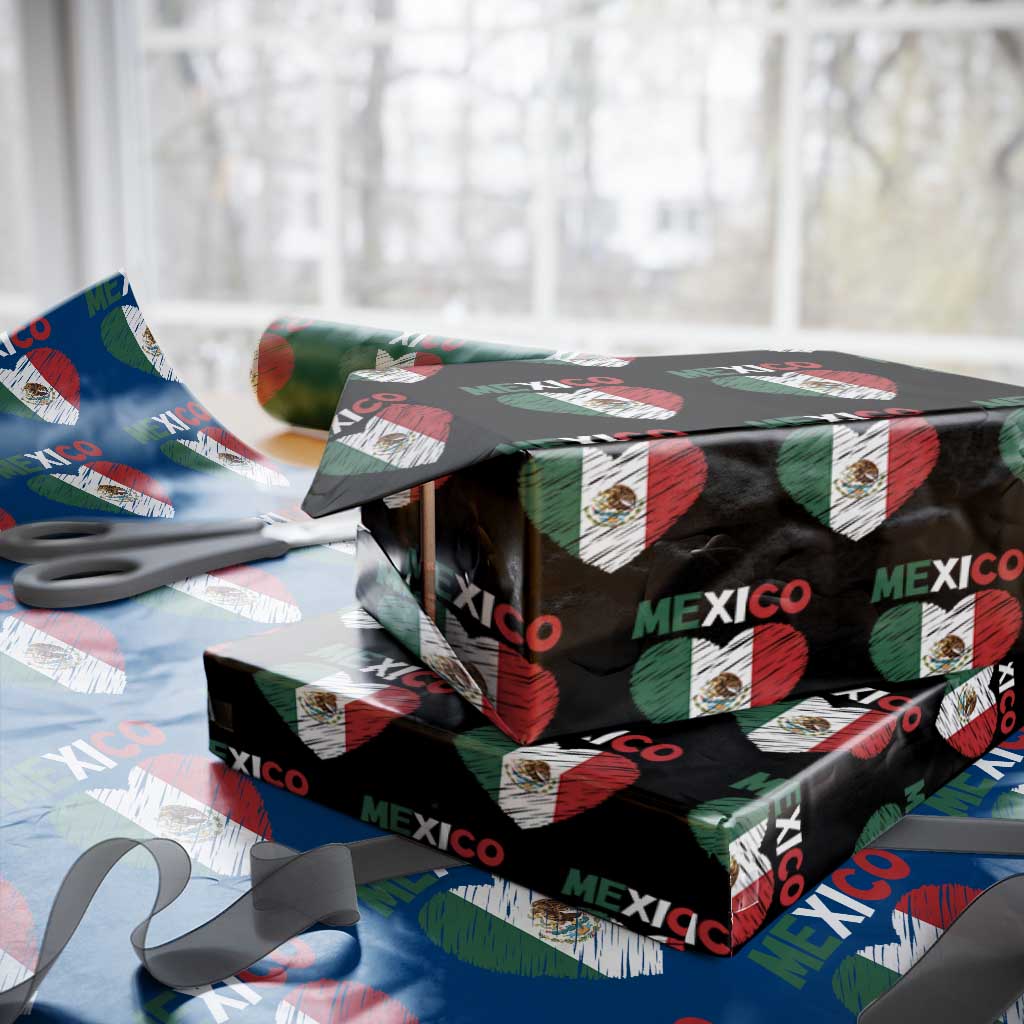 Mexican Flag Heart Mexico City Independence Day Gift Wrapping Paper Roll TS14 Black Print Your Wear