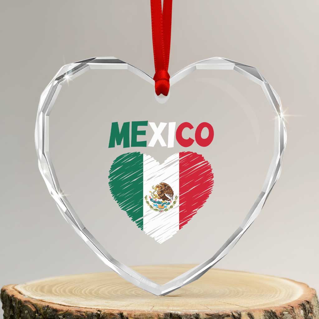 Mexican Flag Heart Mexico City Independence Day Gift Heart Crystal Glass Ornament TS14 Transparent Glass 3'' Heart Print Your Wear