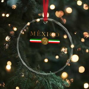 Mexican Heritage Pride Crystal Glass Ornament Mexico Vintage Flag Coat of Arms Graphic TS11 Print Your Wear