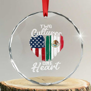 Mexican Roots Crystal Glass Ornament Mexican American Flag Two Cultures One Heart TS10 Transparent Glass 3'' Circle Print Your Wear