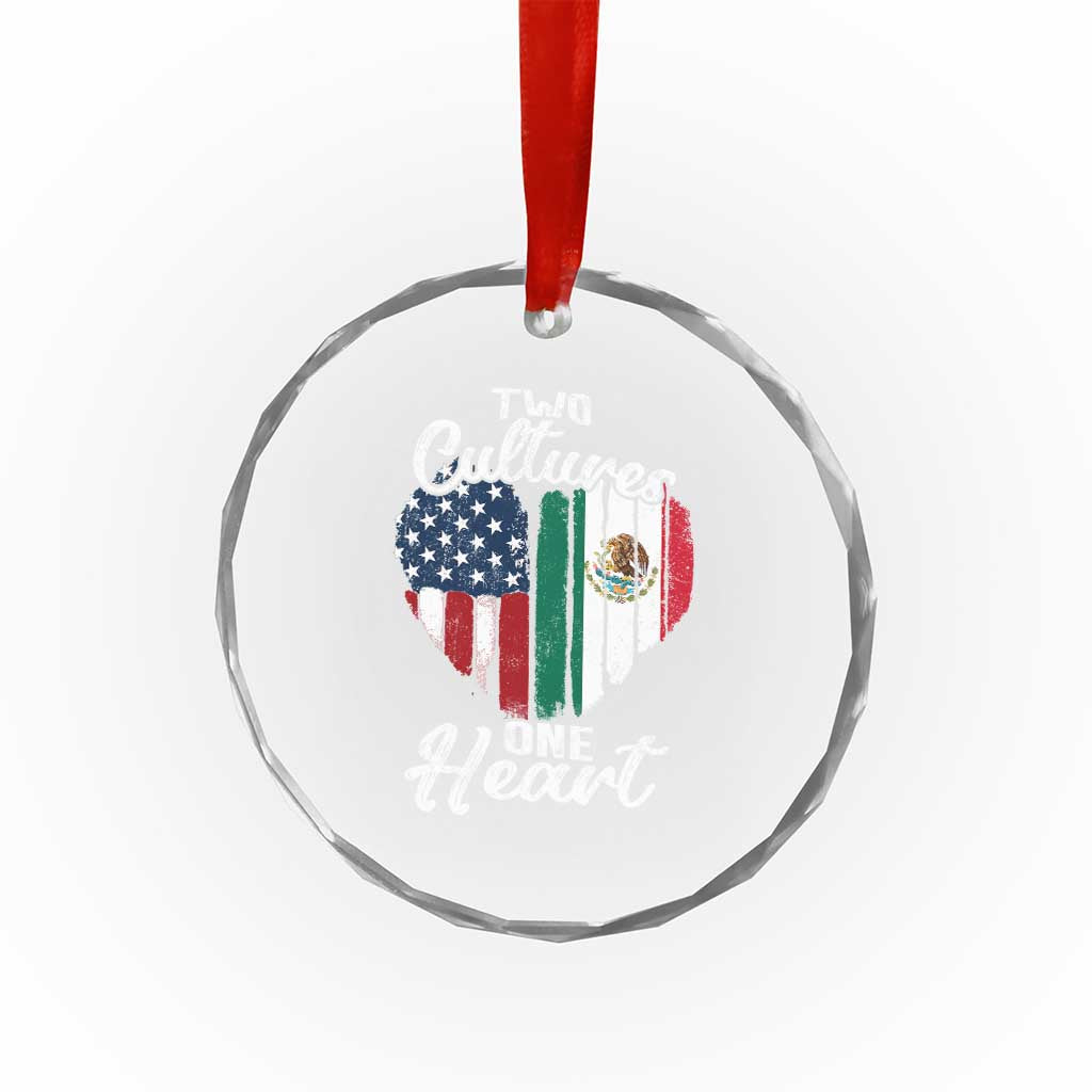 Mexican Roots Crystal Glass Ornament Mexican American Flag Two Cultures One Heart TS10 Print Your Wear